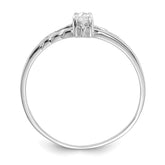 10k White Gold Polished Genuine White Topaz Birthstone Ring